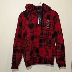 Ralph Lauren Kids Plaid Hoodie in Red and Black